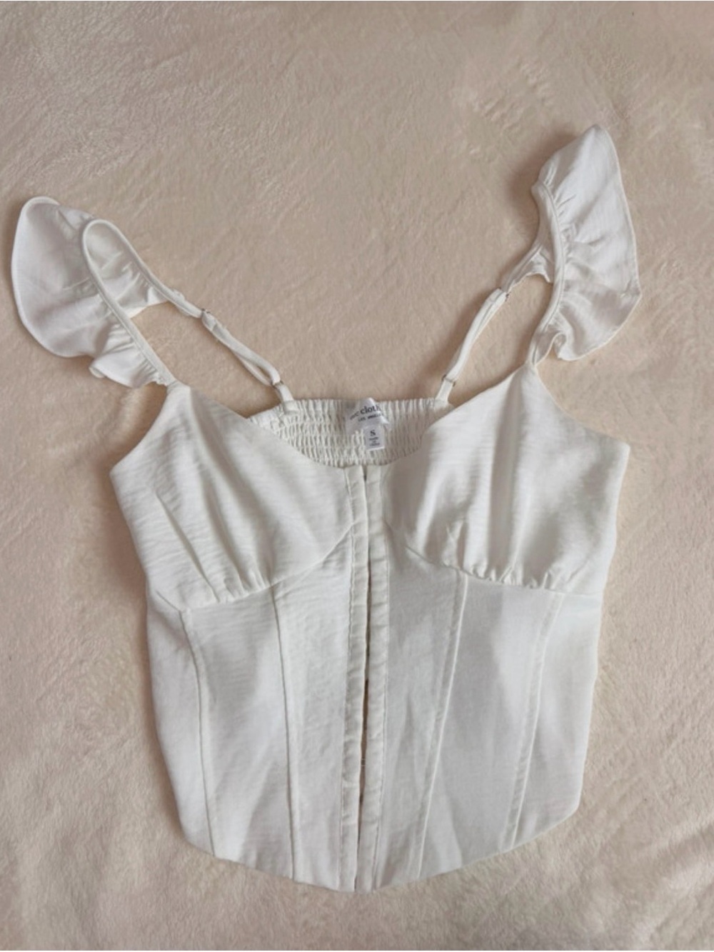 one clothing White Ruffle Strap Bustier Top